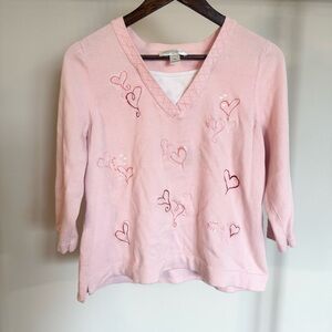 Valentine’s Day Christopher & Banks Pink Petite Sweater size Large